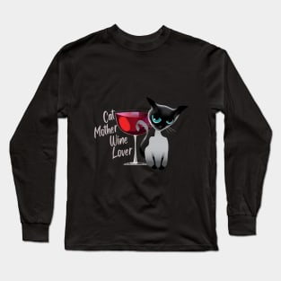 Cat mother wine lover (light lettering) Long Sleeve T-Shirt